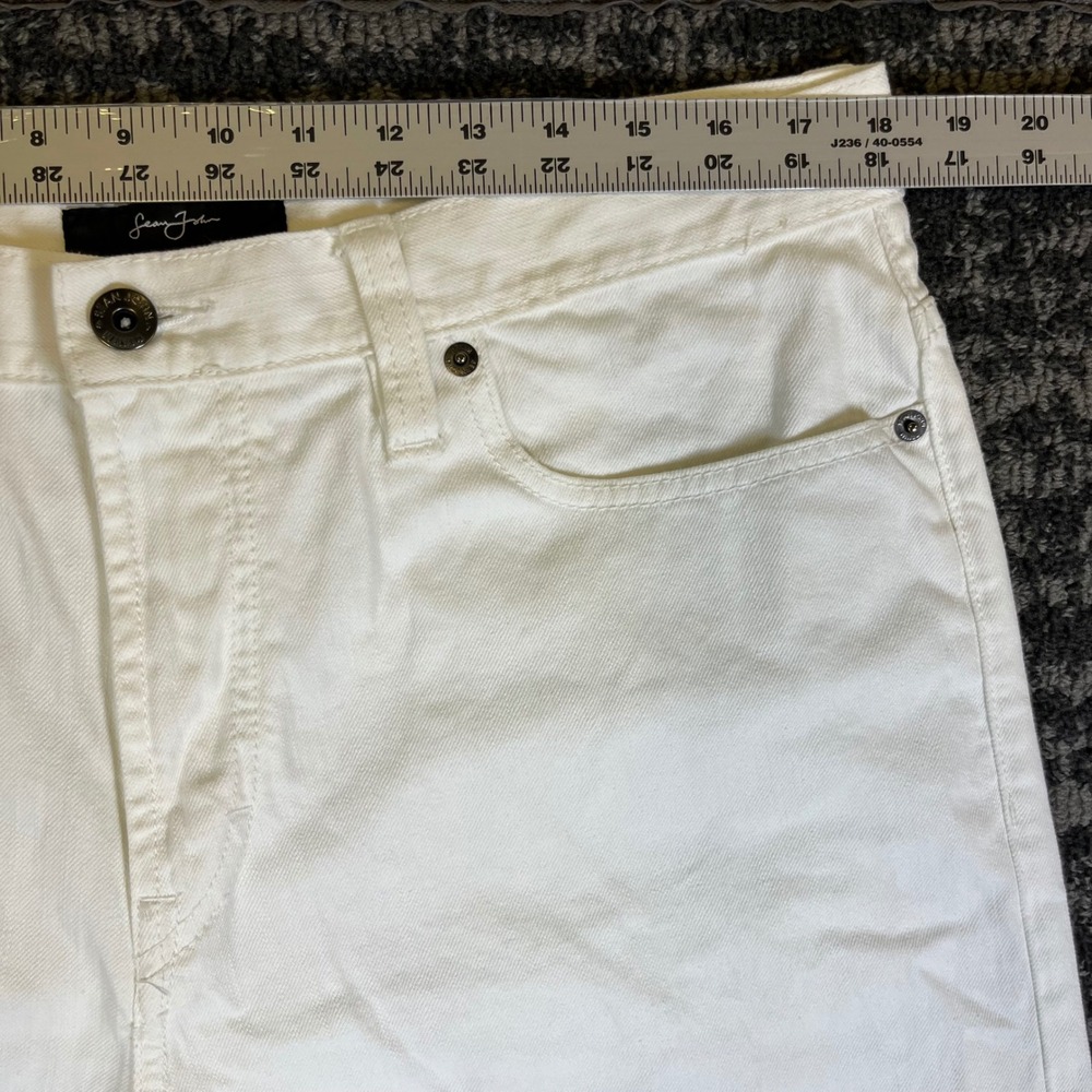 Y2K Sean John Jeans Mens 36 White Baggy Wide Leg 1969 Graphic Back Pocket Denim - Picture 5 of 10